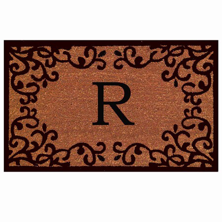 Monogram Door Mat, Natural, Black, 24 in W x 36 in L